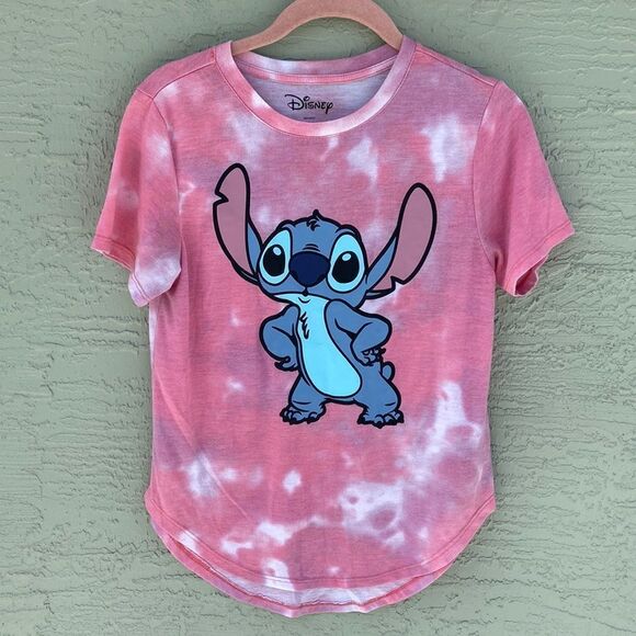 Disney Pink Tie Dye Lilo & Stitch Tee Shirt Sz M 7-9 - Picture 1 of 12